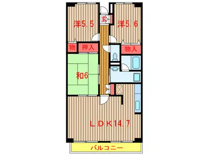 ルーチェ緑ヶ丘A(3LDK/1階)の間取り写真