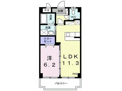 ブローテガーデン(1LDK/4階)の間取り写真