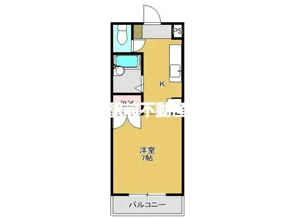 パシフィック佐賀VI(1K/3階)の間取り写真