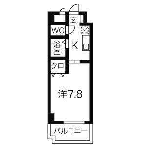 びいⅥ植田(1K/8階)の間取り写真