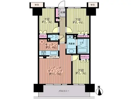 エスティメゾン豊洲レジデンス(3LDK/6階)の間取り写真