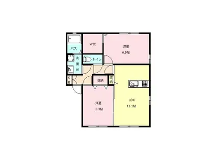 ラ・プレミール A(2LDK/1階)の間取り写真