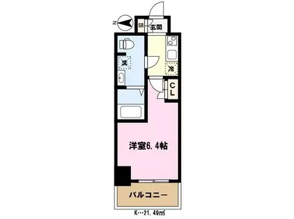 ライムレジデンスカワグチイースト(1K/4階)の間取り写真