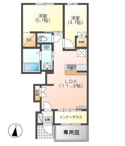 コンフォート・シュリンプ(2LDK/1階)の間取り写真