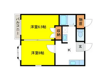 センチュリーハウス津志田A(2K/2階)の間取り写真