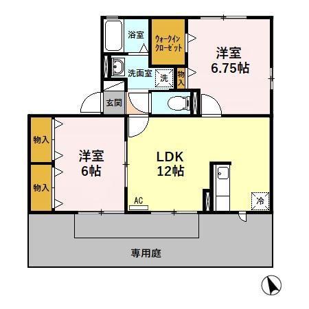 ベルセーヌ A(2LDK/1階)の間取り写真