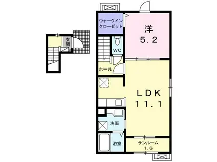 カーサ トナミI(1LDK/2階)の間取り写真