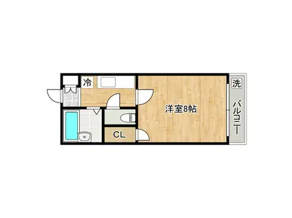 グリーンフィールド(1K/2階)の間取り写真