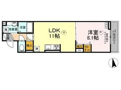 グラナーデ東日暮里(1LDK/2階)の間取り写真