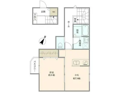 原町田レジデンシャル2(1LDK/2階)の間取り写真