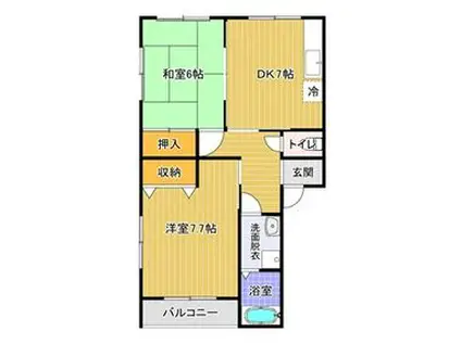 コーポ・ラルゴ(2DK/2階)の間取り写真