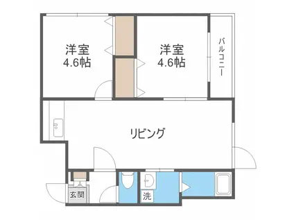 MANYSCOURT N6(2LDK/3階)の間取り写真