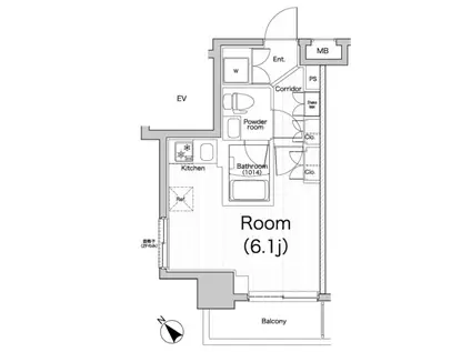 プレミアムキューブ横浜反町(1K/5階)の間取り写真