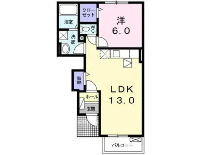 チェイスドリームA(1LDK/1階)の間取り写真