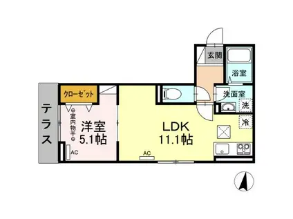 ベルジョルネ(1LDK/1階)の間取り写真