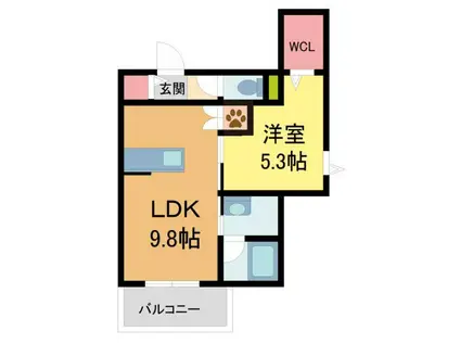 西宮市門前町ヘーベルメゾン(1LDK/1階)の間取り写真