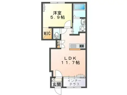 クロシェット(1LDK/1階)の間取り写真