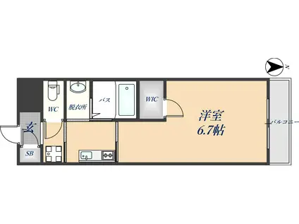 LUCE(1K/3階)の間取り写真