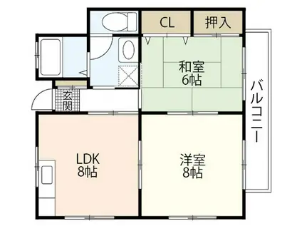 カーサ矢野西(2LDK/1階)の間取り写真