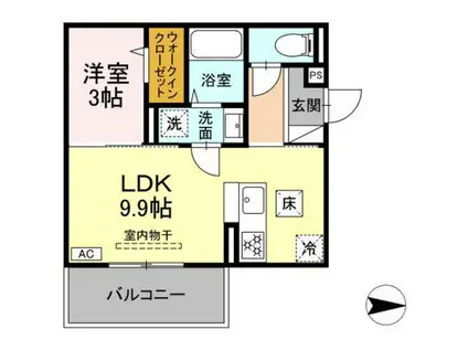 グレイスガーデンB(1LDK/1階)の間取り写真