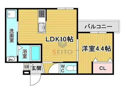 レジデンスシーズ2(1LDK/2階)の間取り写真