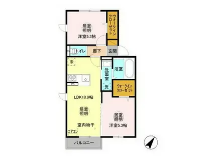 三の丸キャッスル B(2LDK/2階)の間取り写真