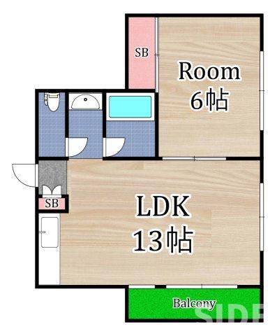 東洋プラザしろきた(1LDK/2階)の間取り写真