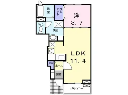 ノイフリーデ(1LDK/1階)の間取り写真