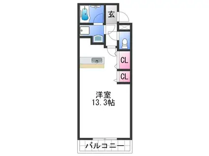 アーク天台(1DK/1階)の間取り写真