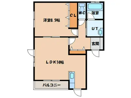 インペリアルロッジ参番館(1LDK/1階)の間取り写真