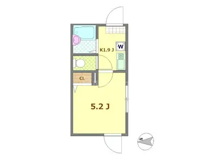 リブ南花畑3丁目(1K/2階)の間取り写真
