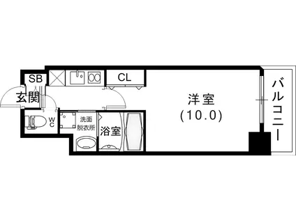 アドバンス三宮ウイングロード(1K/8階)の間取り写真