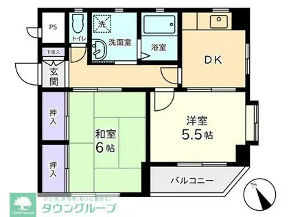 ヨコスカビルII(2DK/3階)の間取り写真