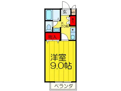 Mローゼ忍ヶ丘(1K/2階)の間取り写真