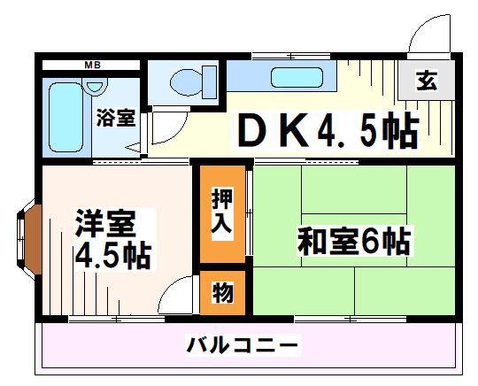 YSマンション(2DK/2階)の間取り写真