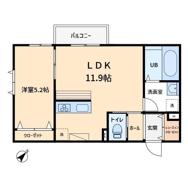 ブランメゾンB(1LDK/3階)の間取り写真