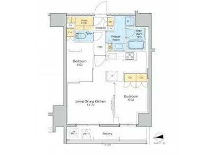 プラウドフラット西日暮里(2LDK/6階)の間取り写真