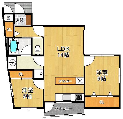 K-HAUS(2LDK/2階)の間取り写真