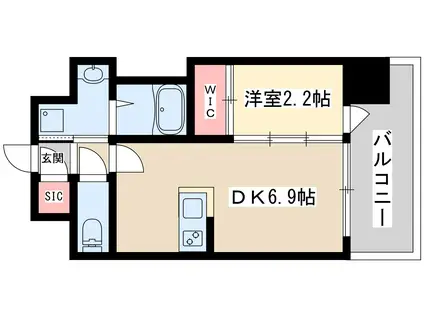 セレニテ十三ミラク(1DK/13階)の間取り写真