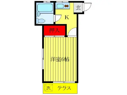 グリーンコーポ(1K/1階)の間取り写真