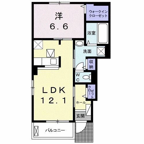 カーサ鳴門(1LDK/1階)の間取り写真