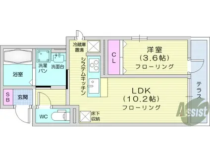 D-ROOM蒲町(1LDK/3階)の間取り写真