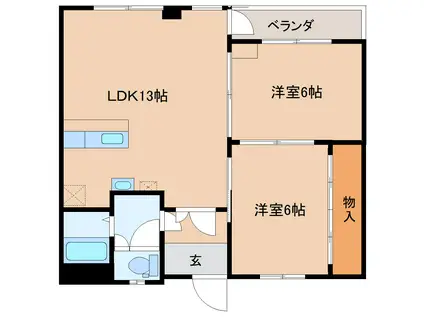 コーポ大泉(2LDK/1階)の間取り写真