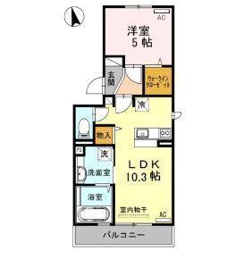 エスポワール中村(1LDK/3階)の間取り写真