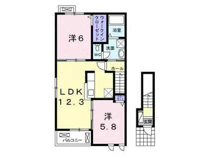 ＪＲ山陽本線 金光駅 徒歩21分 2階建 築7年(2LDK/2階)の間取り写真