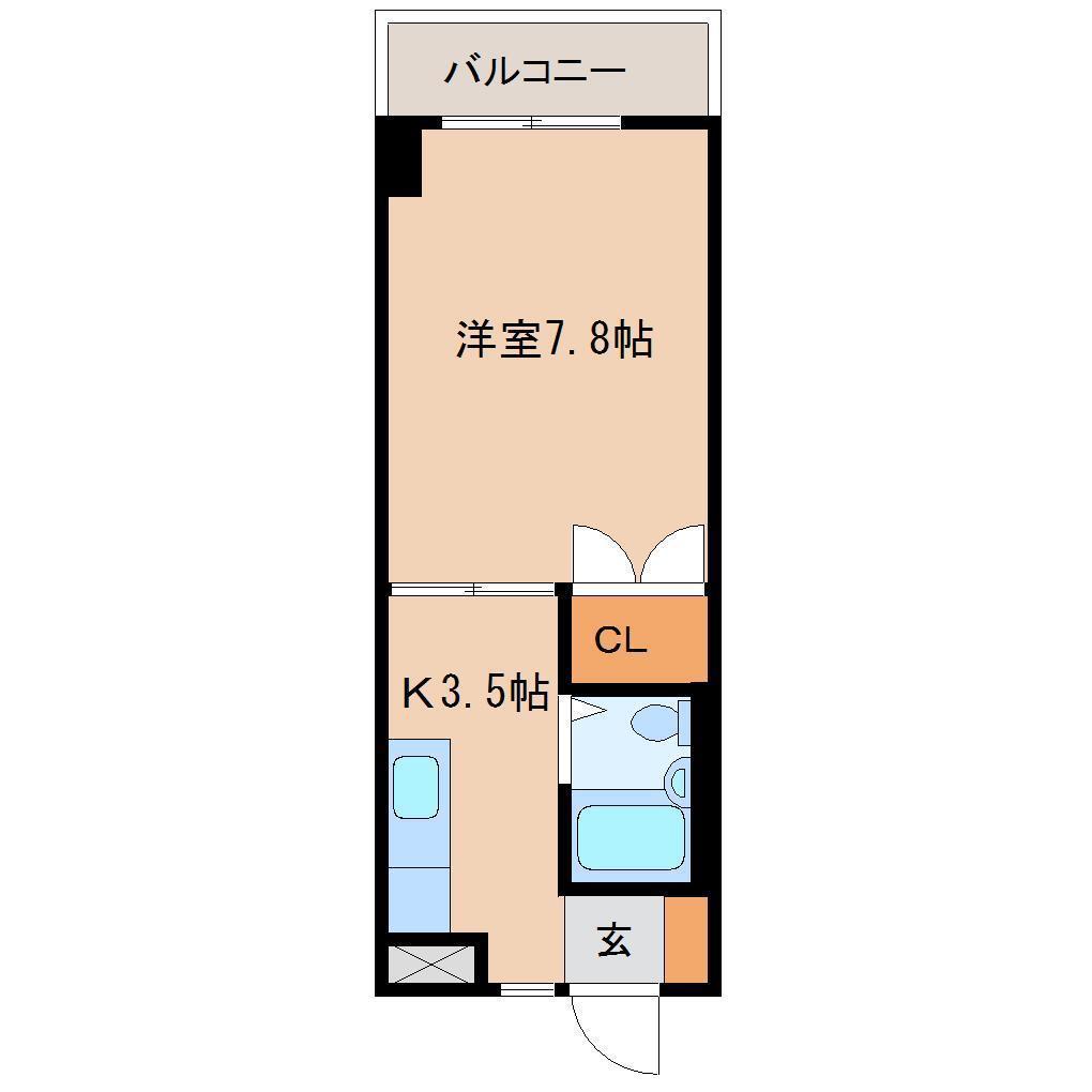 VIVRE鶴島(1K/3階)の間取り写真