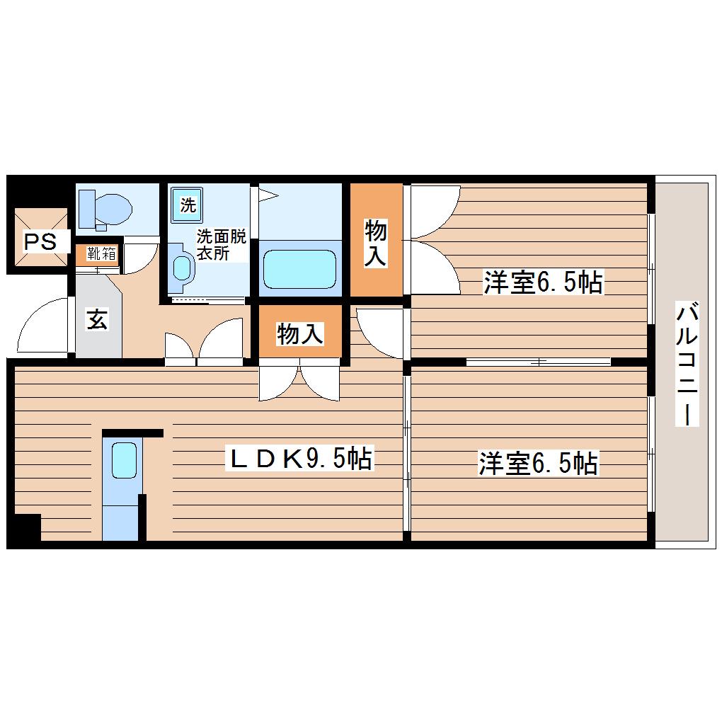リリーマンション1号館(2LDK/1階)の間取り写真