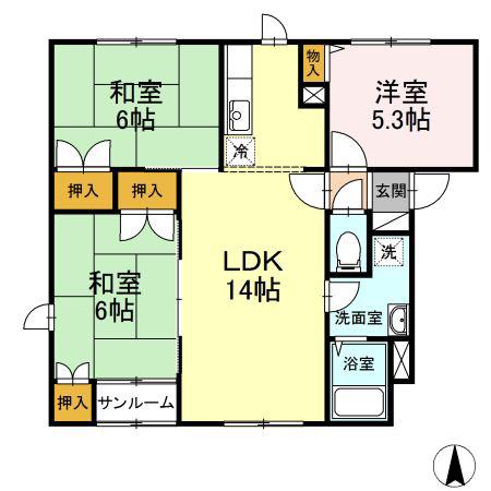 アーバンサイトA(3LDK/1階)の間取り写真
