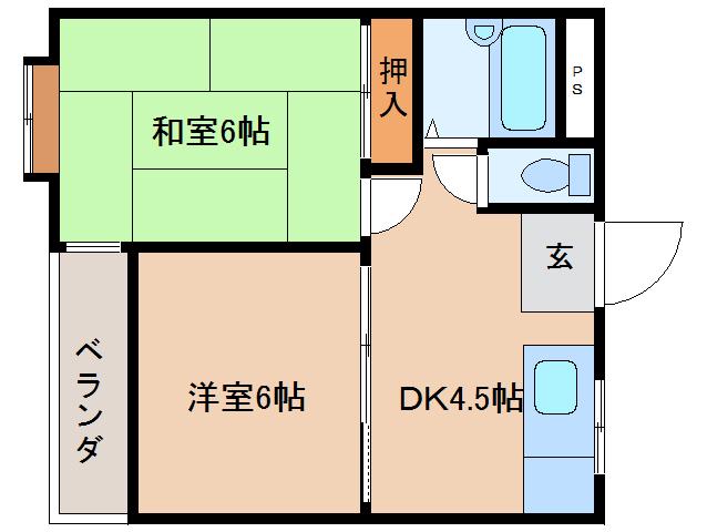 シティパレス三条大宮P2(2DK/1階)の間取り写真