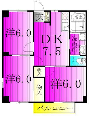 アークス柏の葉(3DK/2階)の間取り写真
